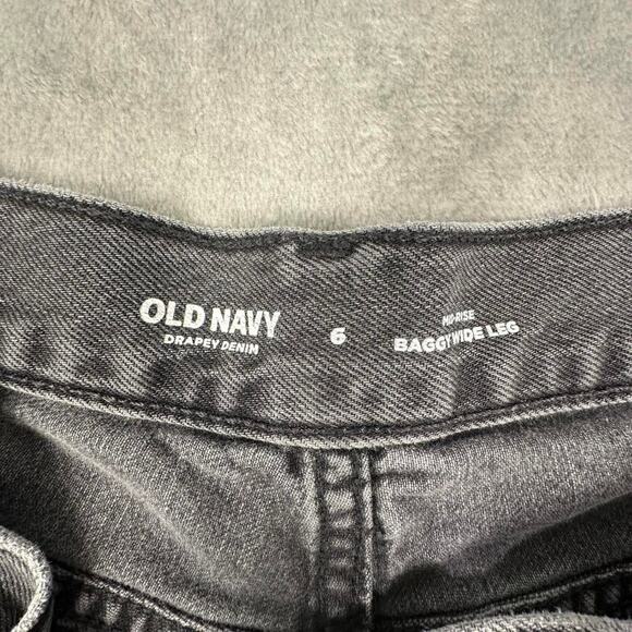 Old Navy Charcoal Grey Baggy Wide Leg Denim Jeans Size 6 - Picture 3 of 8